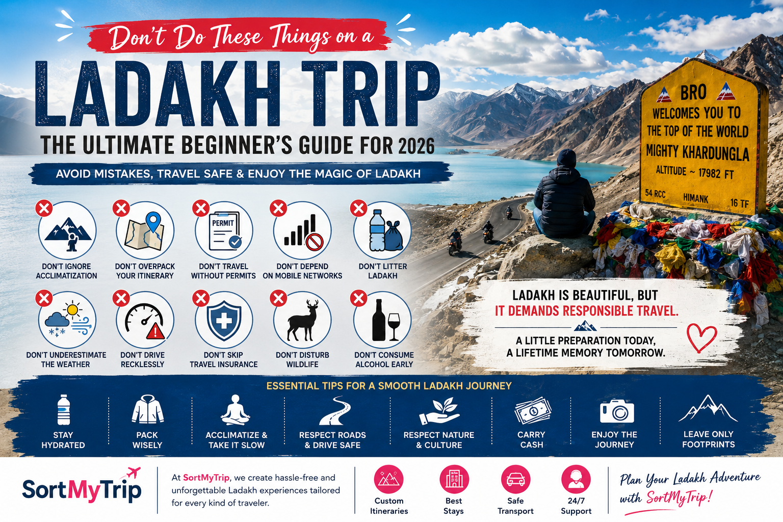 Ladakh Travel Guide 2026: Things First-Time Travelers Should Never Do by SortMyTrip 